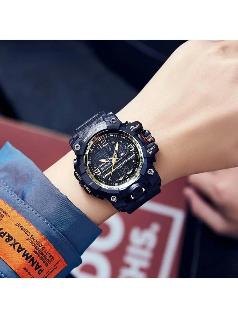 Men's Black Gold Analog Quartz Sports Waterproof Military Tactical Digital Watch